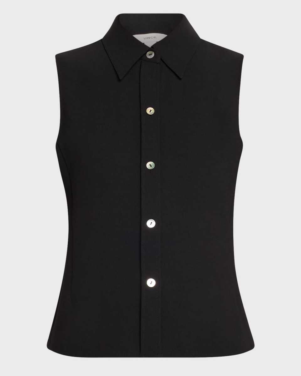 Sleeveless Button-Front Top